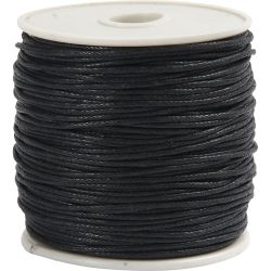 Katoenkoord, dikte 1 mm, gevernist, zwart, 40 m/ 1 rol