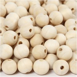 Houten kraal, d 15 mm, gatgrootte 3 mm, naturel, 500 stuk/ 1 doos