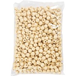 Houten kraal, d 15 mm, gatgrootte 3 mm, naturel, 500 stuk/ 1 doos
